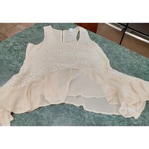 Monroe and Main Sleeveless Crochet Lace Sheer Tunic Top Large Flowy Boho Beachy